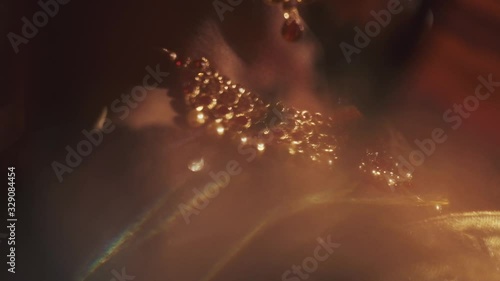 Close up details of indian bride's jewelry necklace and earrings