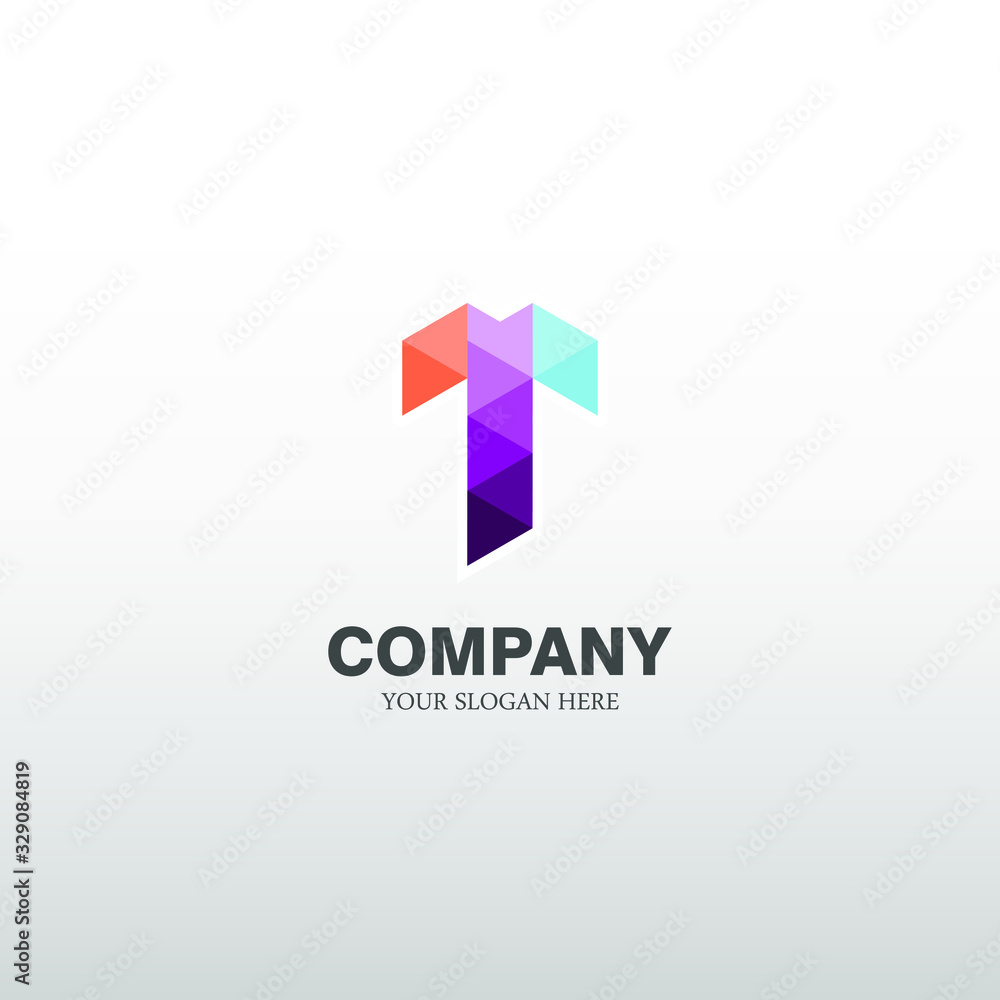 letter logo T. with triangular art. modern template. colorful texture. isolated white. business logos for companies, digital ,technology and graphic design. letter logo T. with triangular art. modern template. colorful texture. isolated white. business logos for companies, digital ,technology and graphic design.