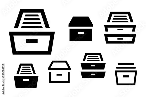 Archive cabinet icon set