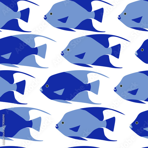 Pattern of marine blue and blue fish