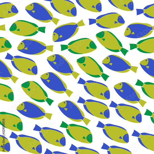 Pattern of marine different blue and green fish