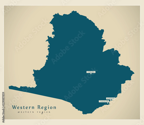 Modern Map - Western region map of Ghana GH photo