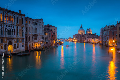 Grand canal of Venice city with beautiful architecture at dusk, Italy