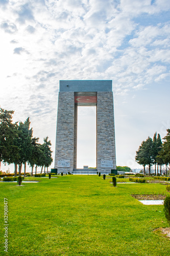 Canakkale, TURKEY - 19 February 2020: Canakkale Martyrs Memorial military cemetery is a war memorial commemorating the service of about Turkish soldiers who participated at the Battle of Gallipoli.