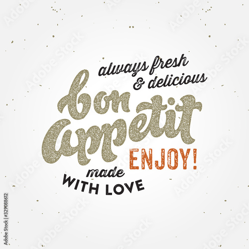 Bon appetit retro poster typographic concept, vector