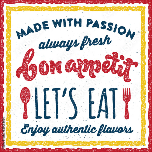 Bon appetit retro vintage print poster