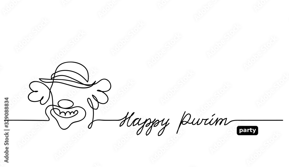 Simple black and white clown sketch, doodle. Happy purim vector