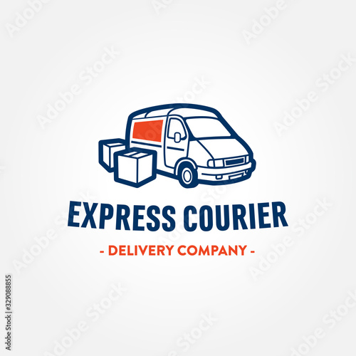 Retro illustration of truck and boxes for delivery company