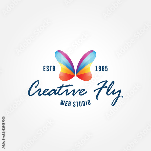 Colorful butterfly creative symbol, logo template