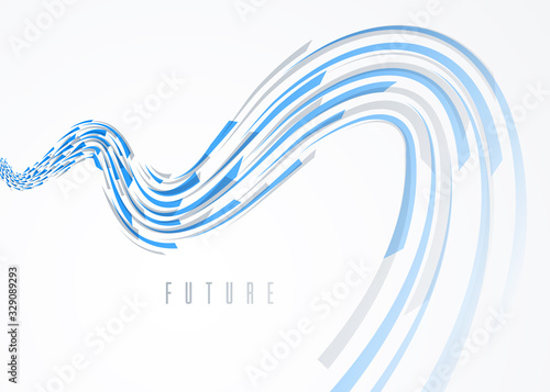 Science or technology vector abstract background, 3D dynamic lines in motion design element, futuristic template for ads or poster or cover. Futuristic design.