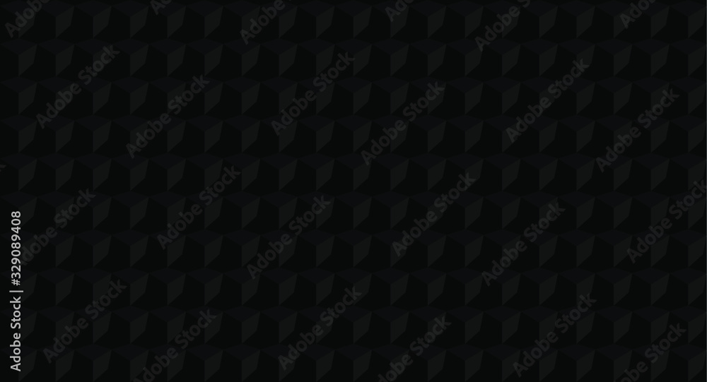 Fototapeta Volume realistic vector cubes texture, dark geometric seamless tiles pattern, design black background for you projects