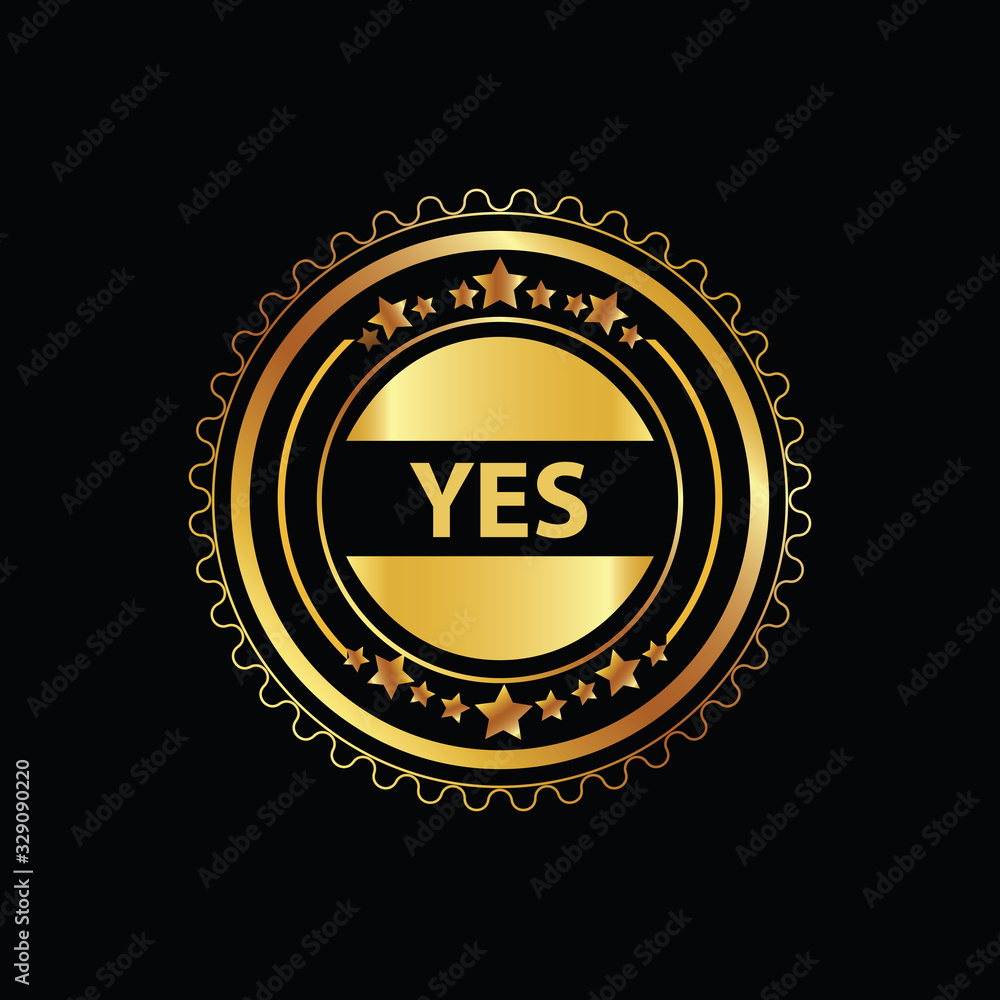 Yes gold stamp on black background