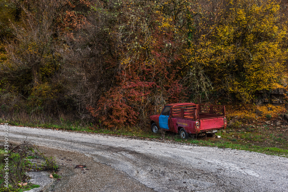 Old ruined car aside of the country road Old ruined car aside of the country road