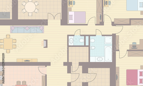 Architectural background. Part of architectural project, architectural plan of a residential building. Colorful vector illustration EPS10