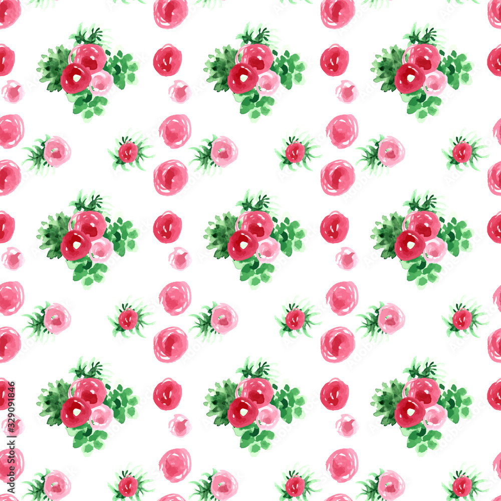 Flower seamless pattern. Watercolor rose buds and leaves. Vintage, retro style botanical decoration. Vector illustration. Flower seamless pattern. Watercolor rose buds and leaves. Vintage, retro style botanical decoration. Vector illustration.
