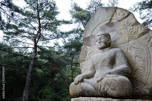 Seated Stone Buddha in Gyeongju-si, South Korea. photo