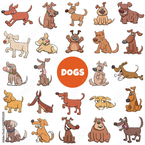 cartoon funny dogs characters large set