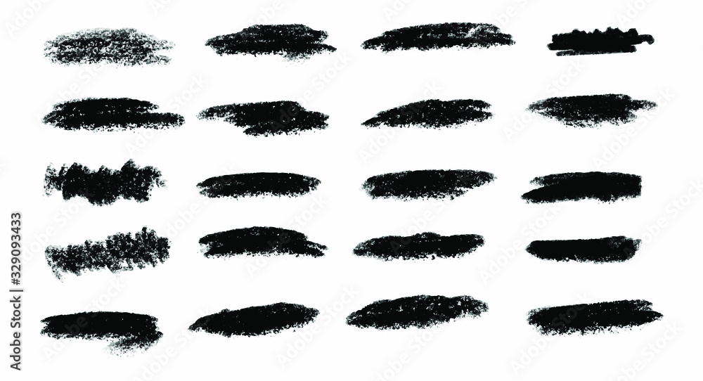 Black grunge stroke brush set for your design, vector.