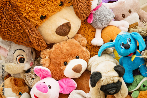 Canvastavla Many Soft plush fluffy toys sits in the children's room