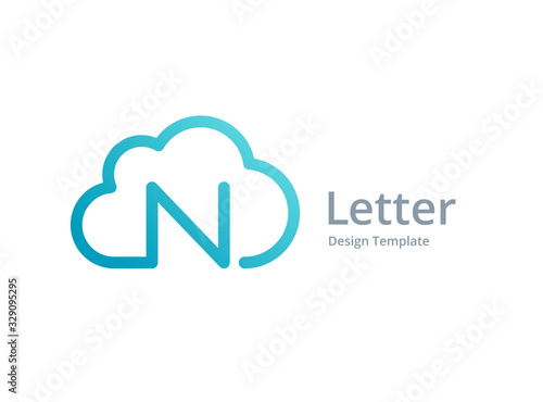 Letter N cloud logo icon design template elements