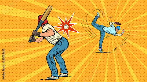 Game of baseball. The pitcher throws the ball