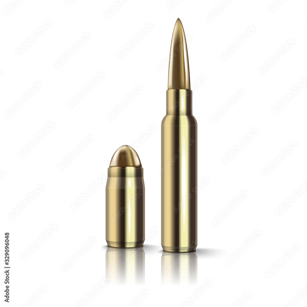 Rifle bullet isolated on white