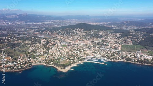 Carqueiranne large aerial view France french riviera hyeres toulon sunny day  photo