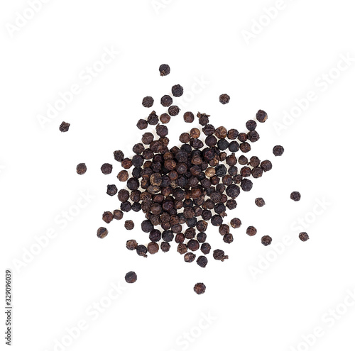 Black pepper isolated on white background.