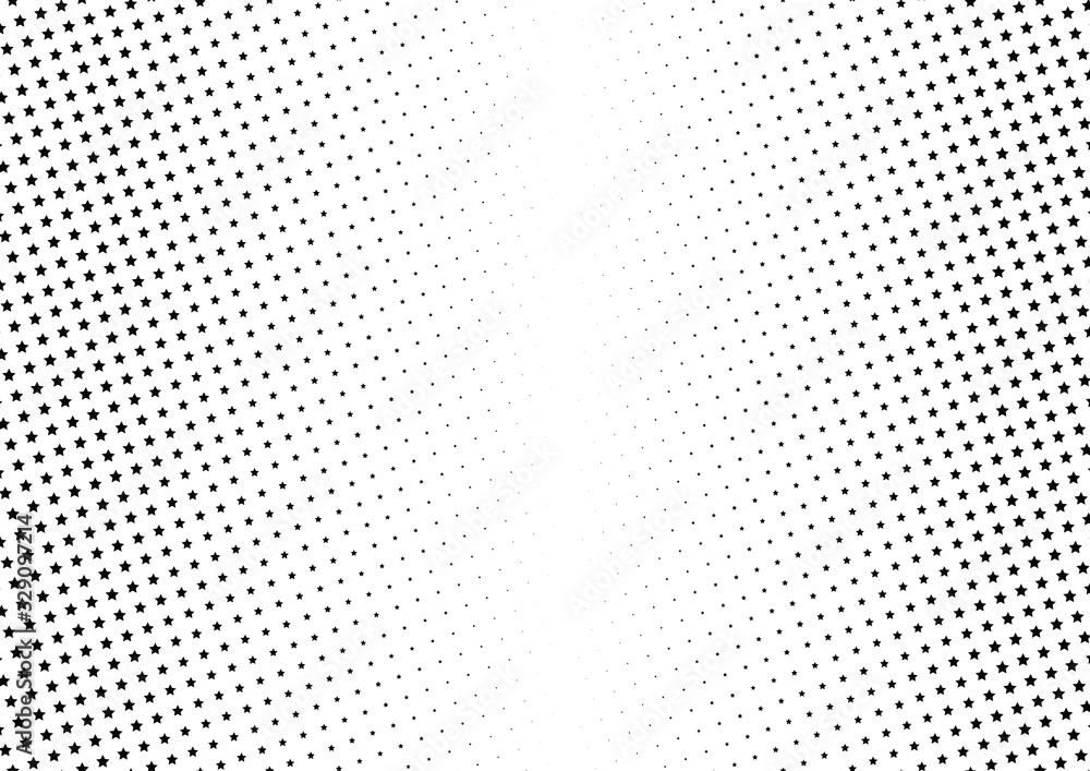 Abstract halftone dotted background. Monochrome pattern with stars. Vector modern futuristic texture for posters, sites, business cards, postcards, labels and stickers. Design mock-up layout. Abstract halftone dotted background. Monochrome pattern with stars. Vector modern futuristic texture for posters, sites, business cards, postcards, labels and stickers. Design mock-up layout.