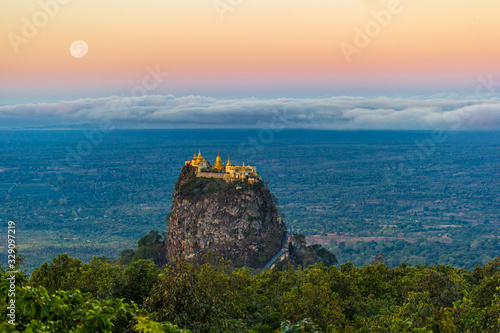 Amazing Taung Kalat Monastery near Bagan, Myanmar photo