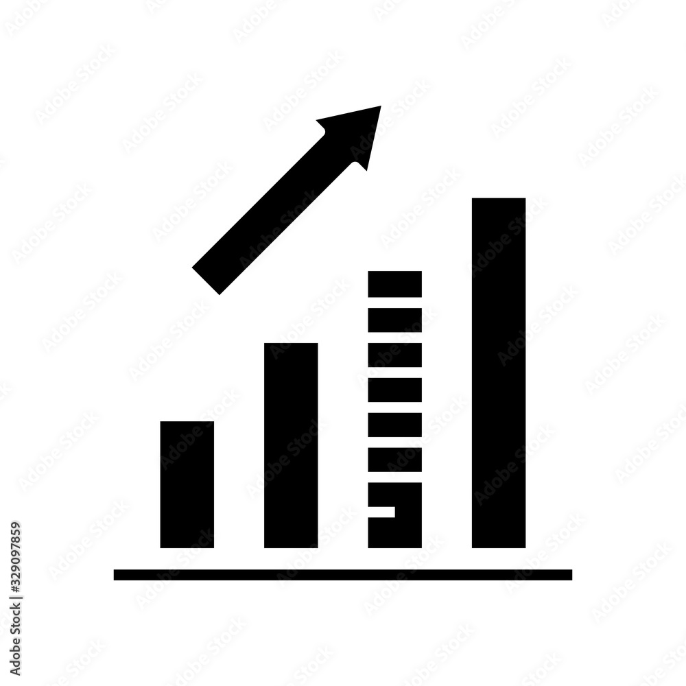 Trend chart black icon, concept illustration, vector flat symbol, glyph sign. Trend chart black icon, concept illustration, vector flat symbol, glyph sign.
