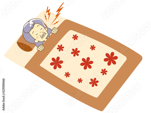 A woman sleeping on a futon