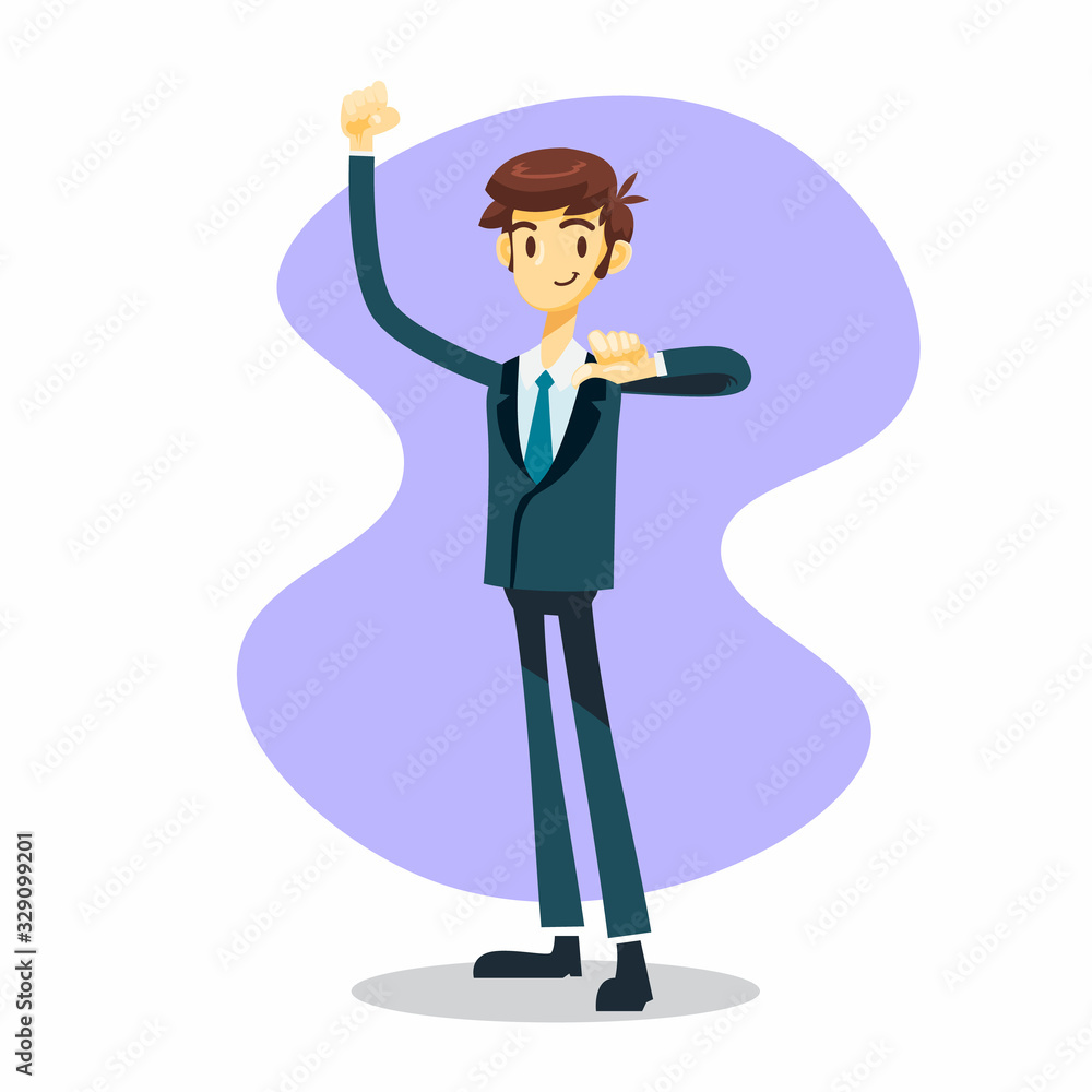 businessman cartoon character with proud pose