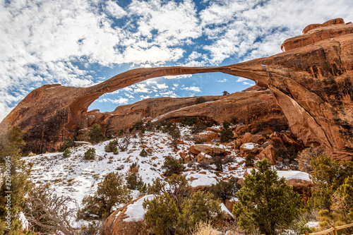 View on Wall Arch in the Arches National Park in Utah in winter photo