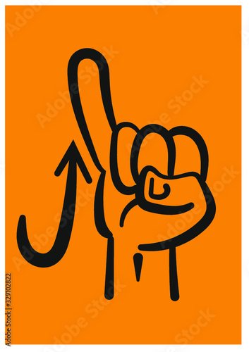 Dibujo de mano haciendo abecedario en lengua de señas chilena