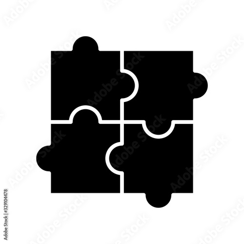 Teamwork symbol puzzle black icon, concept illustration, vector flat symbol, glyph sign.