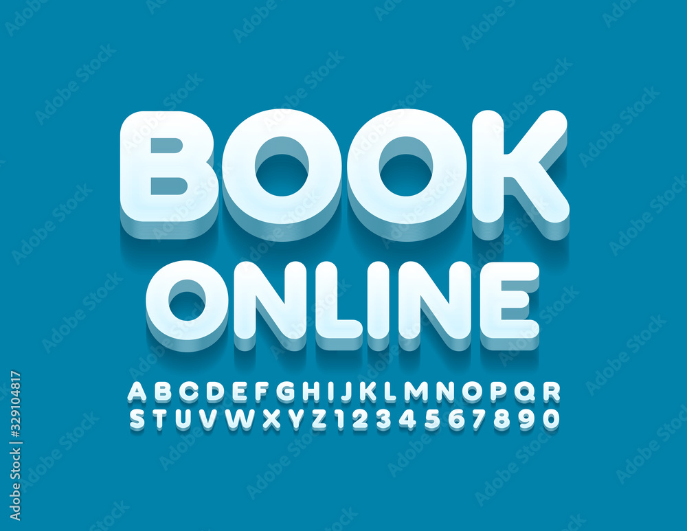 Fototapeta premium Vector trendy logo Book Online. Stylish 3D Font. Creative Alphabet Letters and Numbers