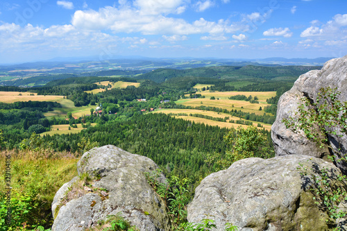 Landscape from Szczeliniec Wielki in Table mountains Poland.