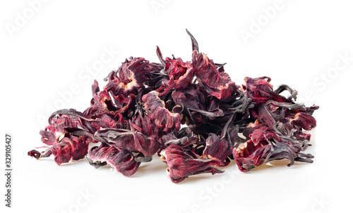 dry roselle hibiscus isolated on white background