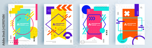 Modern abstract covers set, minimal covers design. Colorful geometric background, vector illustration.