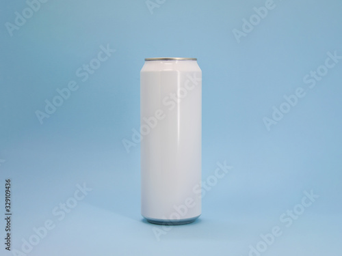 Blank packaging beverage tin can isolated on white background.Aluminum white Soda Can Mock-up.Can be use for your design.High resolution photo. Aluminum white Soda Can