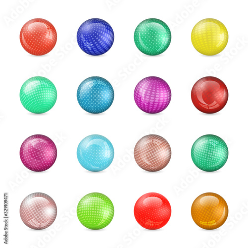 Set of glossy colored balls, vector illustration.