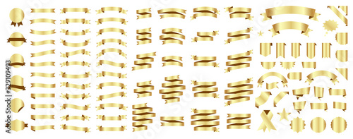 Set of 100 Ribbons. Ribbon elements. Starburst label. Vintage. Modern simple ribbons collection. Vector illustration.