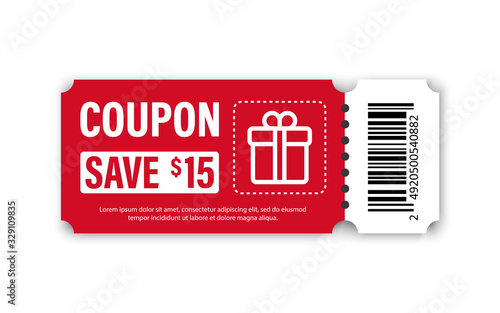 Set of Template Coupon. Gift Coupon element template, graphics design. Voucher promo code. Shopping, marketing, food and drink, business. Vector illustration.
