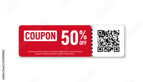 Set of Template Coupon. Gift Coupon element template, graphics design. Voucher promo code. Shopping, marketing, food and drink, business. Vector illustration.