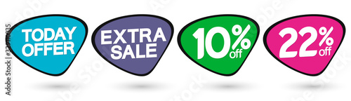 Set Sale tags, discount banners design template, app icons, vector illustration