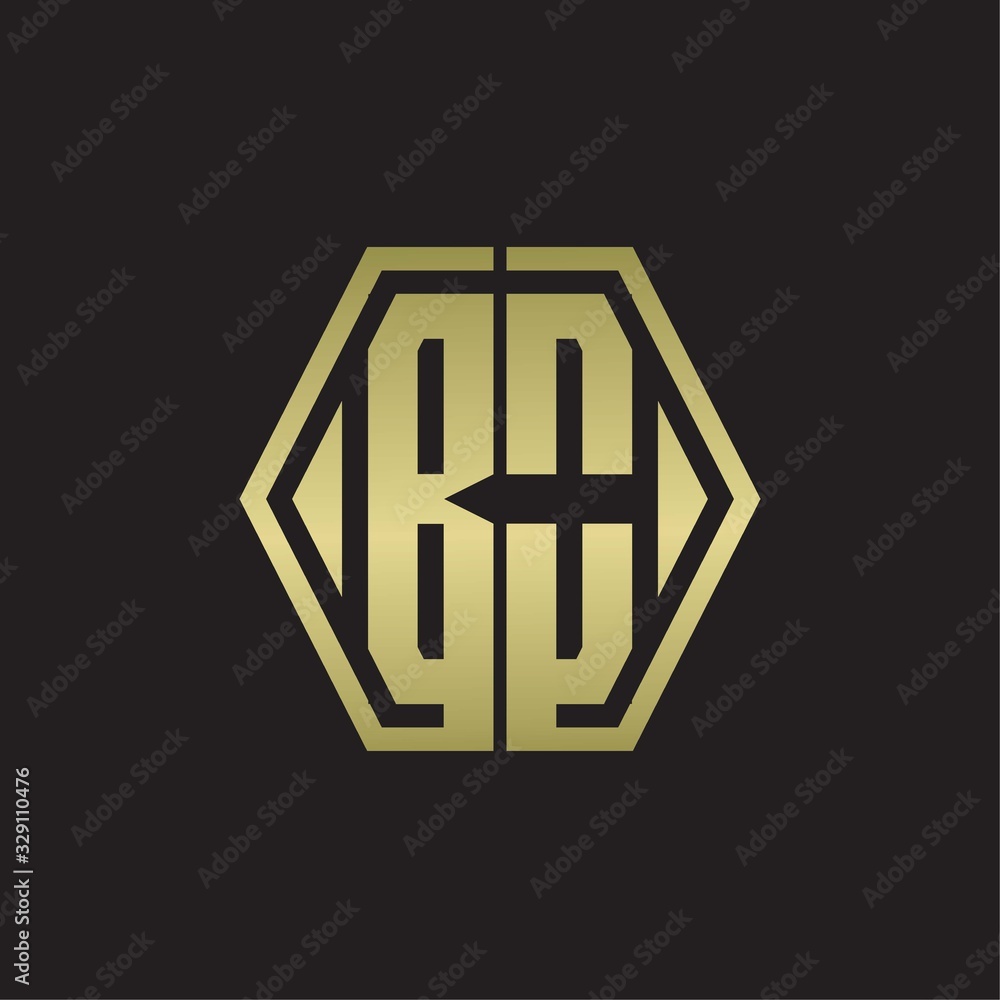 BO Logo monogram with hexagon line rounded design template with gold colors BO Logo monogram with hexagon line rounded design template with gold colors
