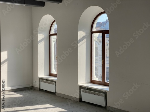 beautiful windows in an empty office