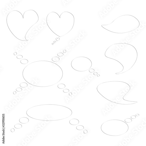 Heart oval and comic chat boxes