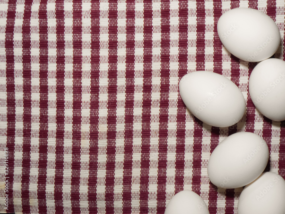 Cooking Ingredients eggs and kitchen textile. Copy Space. Cooking Ingredients eggs and kitchen textile. Copy Space.